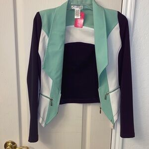 a'gaci Mint, White, and Navy Blue Blazer